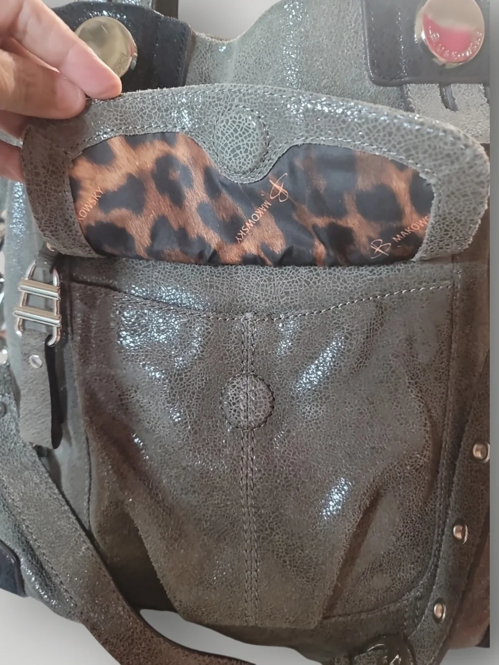 b. makowsky Gray Shoulder Bag Euc